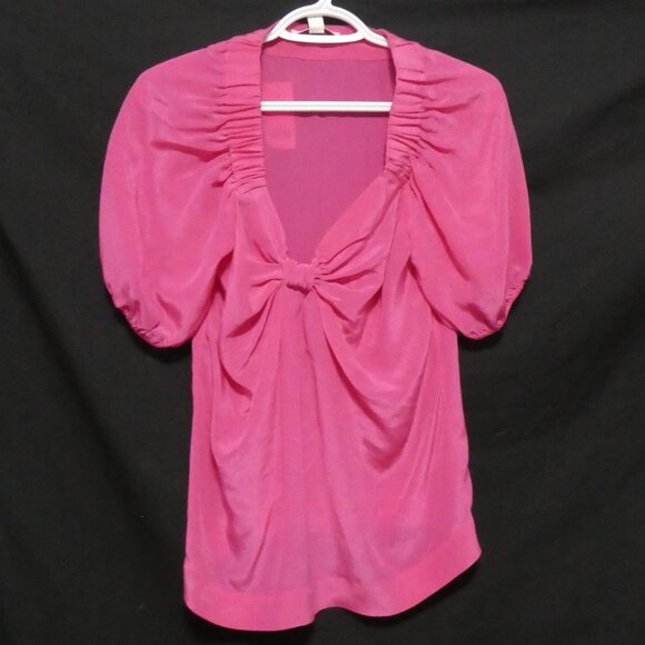 Banana Republic Tops - BANANA REPUBLIC | xs, extra small | Silk Hot Pink Puff Sleeve Blouse | NWT